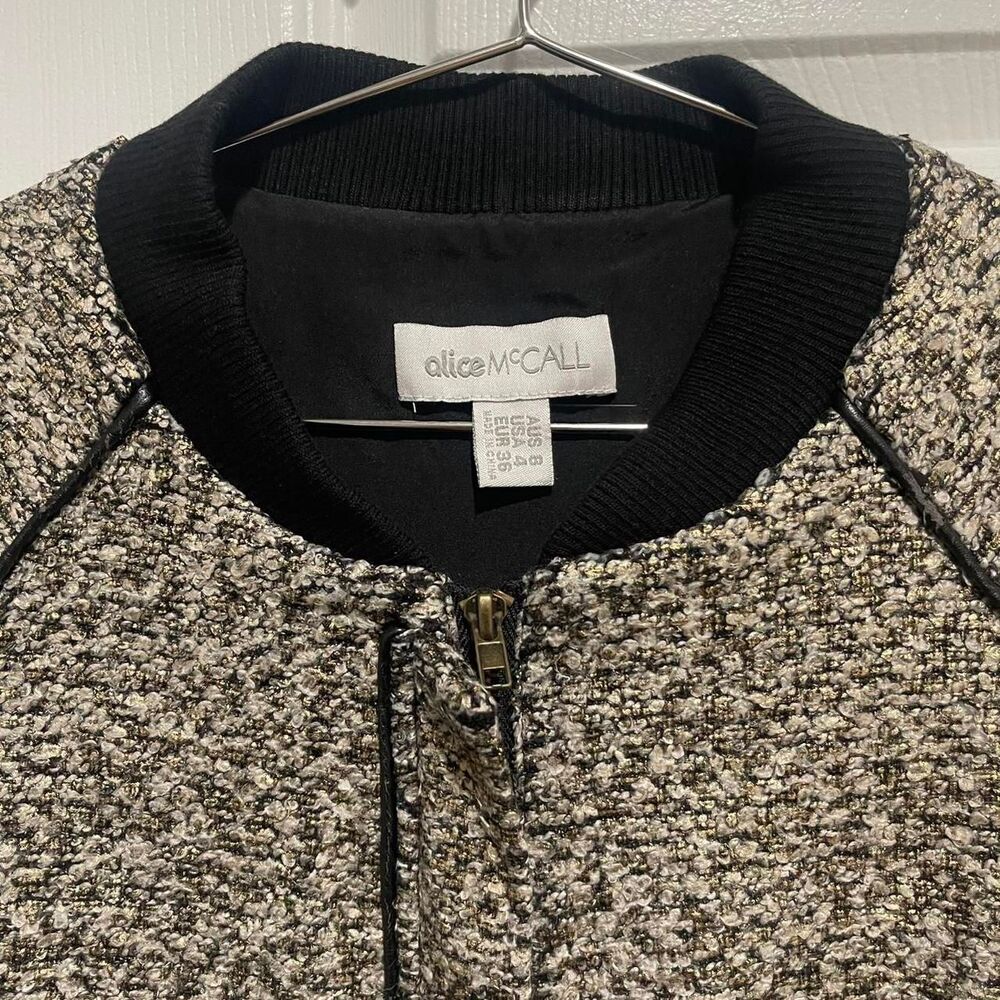 Alice McCall black and gold tweed bomber jacket - Picture 3 of 5